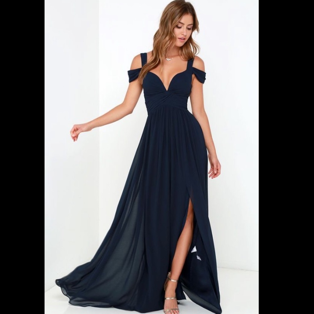 Lulus Navy Blue Ocean of Elegance Maxi Dress